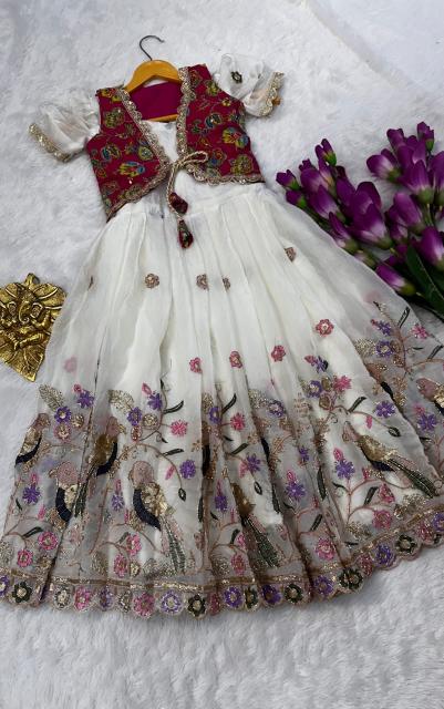 kids koti gown silk white Bulk children clothing